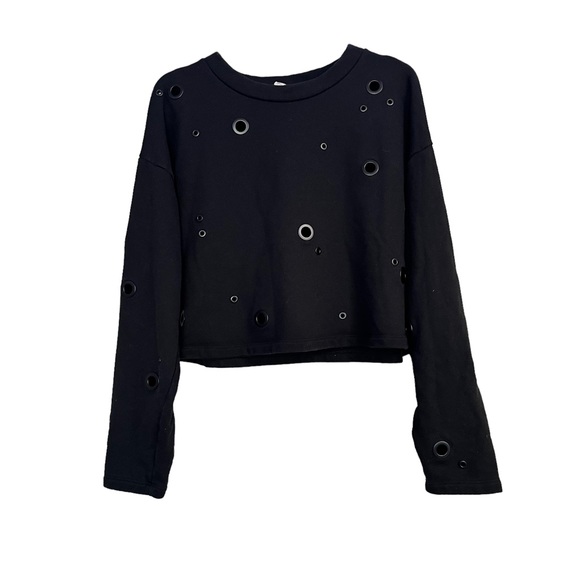 Alo Yoga CADENCE PULLOVER - black cropped sweatshirt Size M - Picture 2 of 6